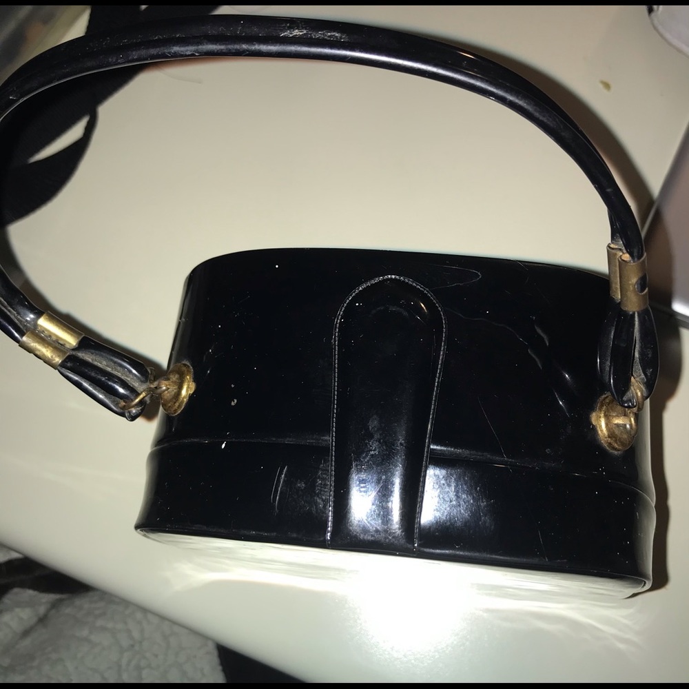 SALE 3/$18 - 
Retro Black Patent Hard Shell Purse - Picture 3 of 5